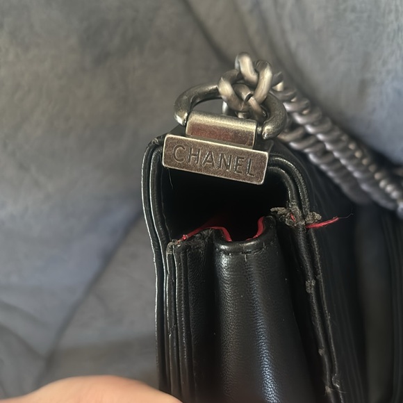 Vintage Chanel bag black leather chain strap - Picture 5 of 13